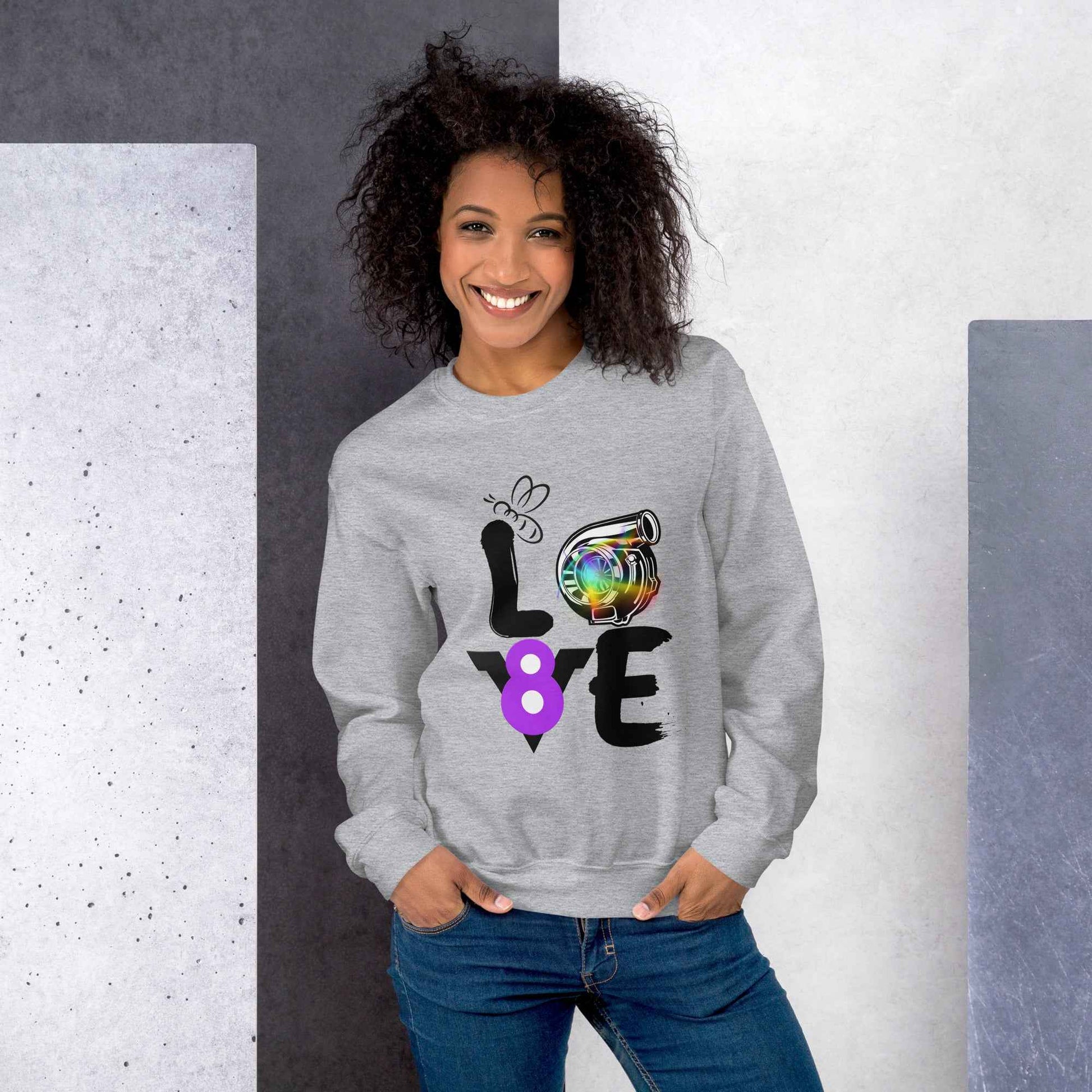Graphic Sweatshirt - Love - Automotive Graphic Sweatshirt for Automotive Lifestyle Apparel - Sapphire Brand